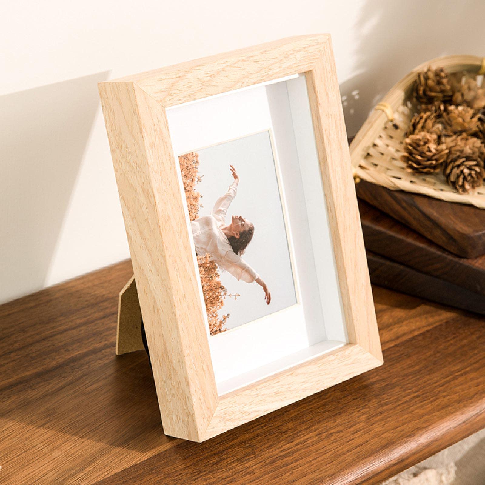 Amazon.co.jp: 無垢材の額縁3D木製フォトフレーム奥行き1.4cm家族の