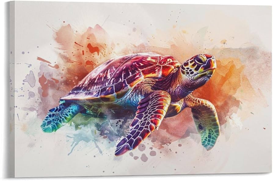 Amazon.co.jp: 絵画 色の背景上のカメインテリア 絵画 かわいい面白い