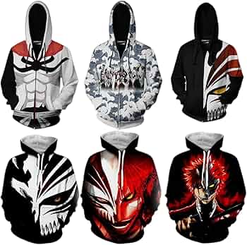 Amazon.co.jp: POPQ ブリーチ BLEACH パーカー 長袖 黒崎一護 朽木