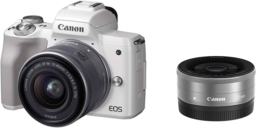Canon EOS Kiss M (Double Lens Kit) EOSKISSMWHWLK (White)【Japan