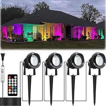 Fulanzaren 20W Outdoor RGB LED Spotlights 4 Pack, 120V 1000lm with