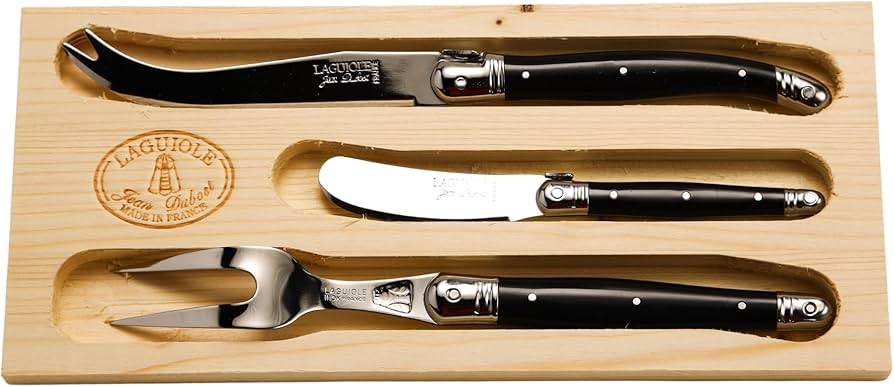 Amazon.com: Jean Dubost Laguiole 3-Piece Cheese Set, Black Handles