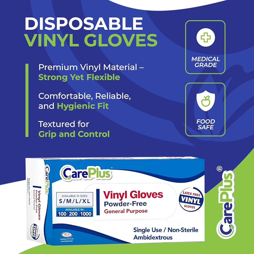 Amazon.co.jp: (100, Medium) - Care Plus Disposable Vinyl Gloves