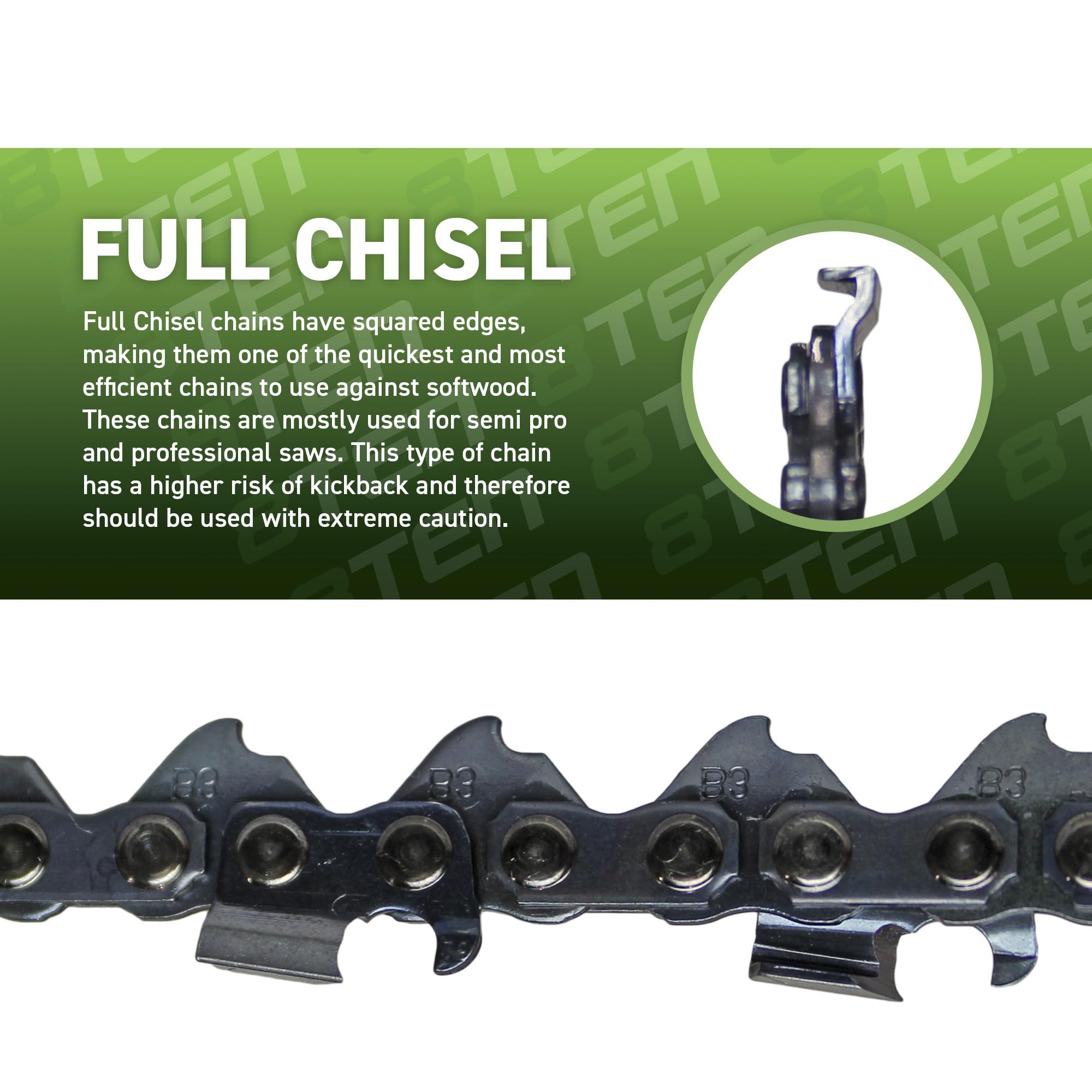 Amazon.com: 8TEN Full Chisel Chainsaw Chain 16 Inch .063 .325 67DL