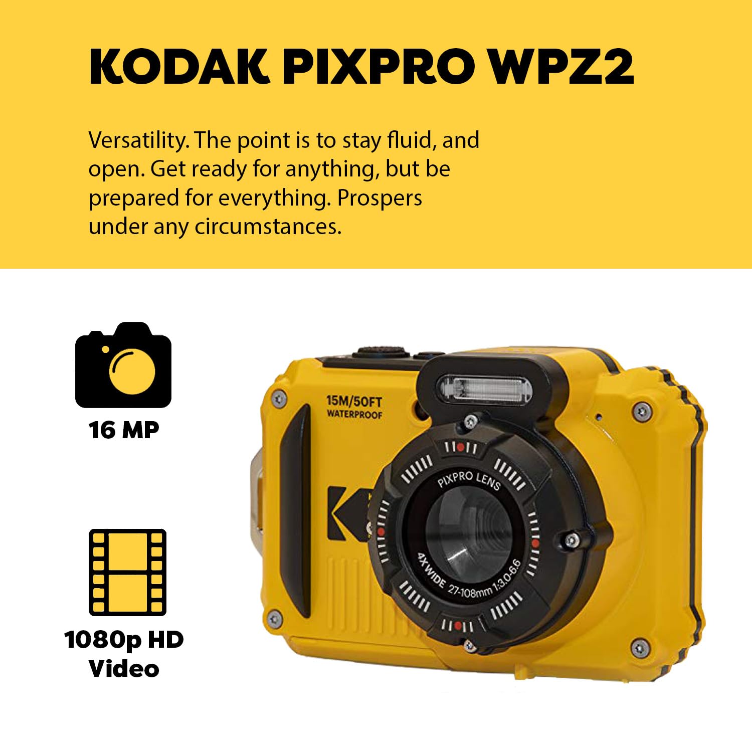 Amazon | Kodak PIXPRO WPZ2 頑丈な防水耐衝撃デジタルカメラ16MP 4倍