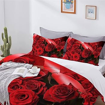 Amazon｜掛け布団カバー バラ 布団カバー 赤 け布団カバー 暖マイクロ