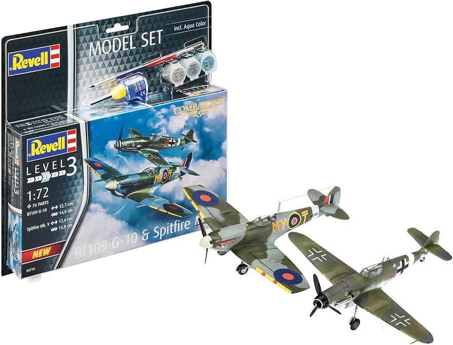 Amazon.com: Revell Model Set 63710 Combat Set Bf109G-10 & Spitfire