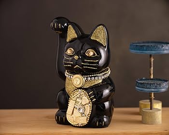 Amazon.co.jp: ご縁猫 ミリオネアキャット(M-SIZE 黒 Black）右手あげ