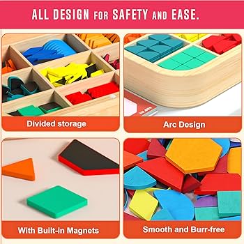 Amazon.com: 288 PCS Wooden Magnetic Pattern Blocks Set