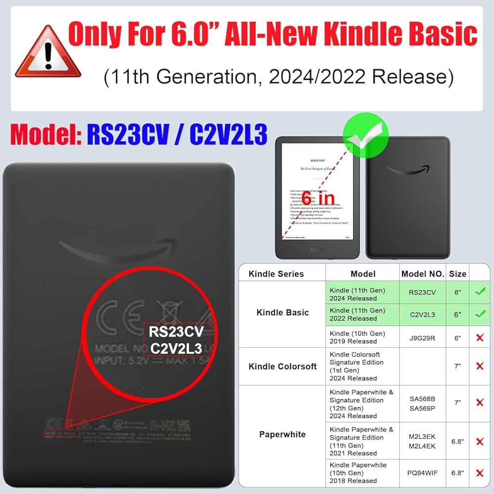 Amazon.com: Clear Case for 6.0 inch Kindle Basic 11th Generation