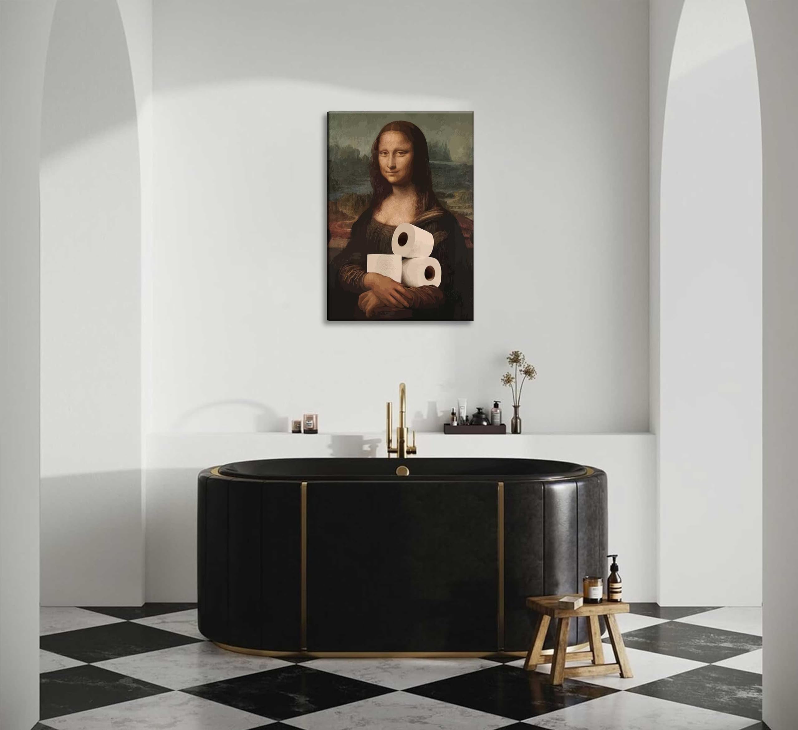 Amazon.co.jp: 額入り 面白い 折衷的 浴室 キャンバス ウォールアート