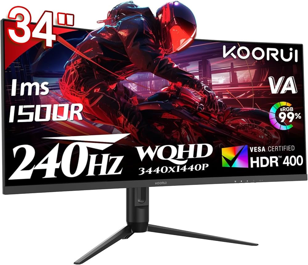 Amazon.co.jp: KOORUI 34インチ 240Hz 超ワイド 湾曲ゲーミング