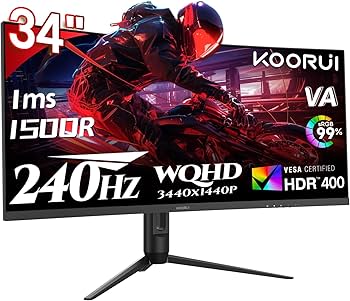 Amazon.co.jp: KOORUI 34インチ 240Hz 超ワイド 湾曲ゲーミング