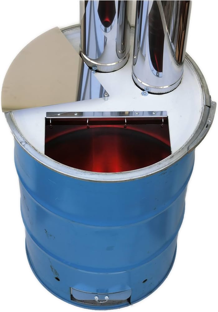 Amazon | ドラム缶ロケット焼却炉 φ150ツイン煙突（缶フタ加工パーツ