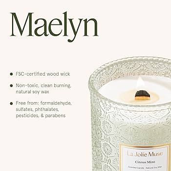 Amazon.com: LA JOLIE MUSE Citrus Mint Candle - Bergamot, Yuzu