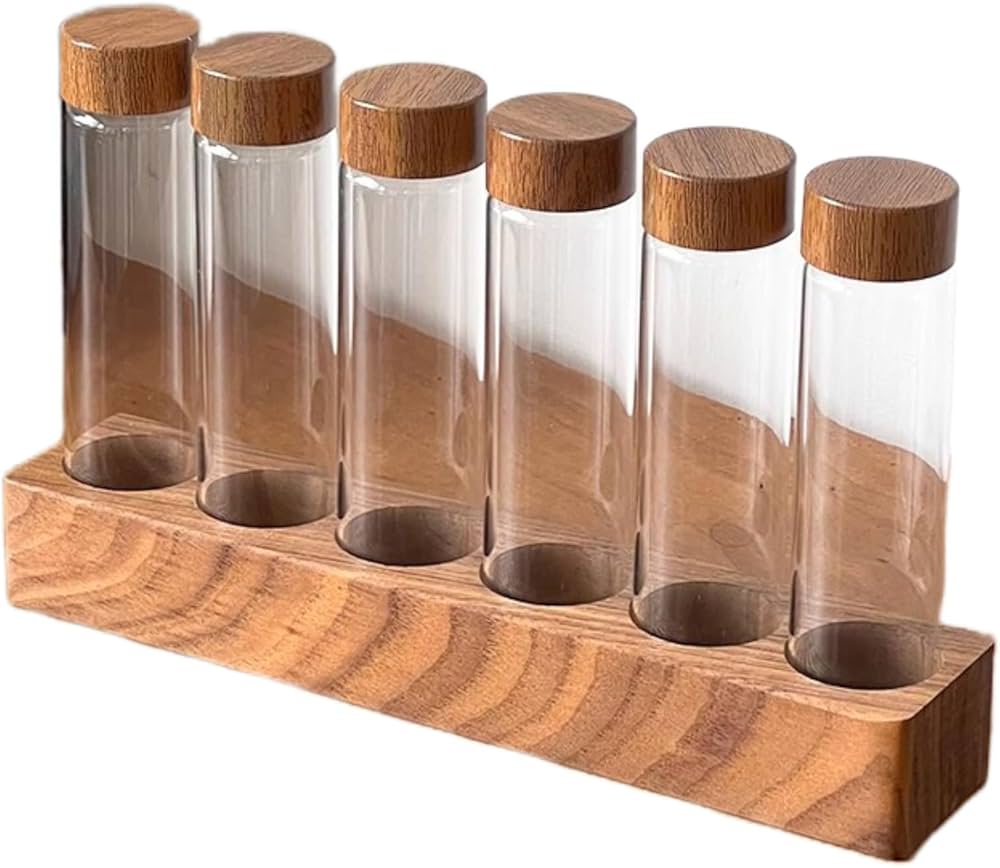 Amazon | VHJAcuzig 試験管立て 木製試験管スタンド 試験管スパイス