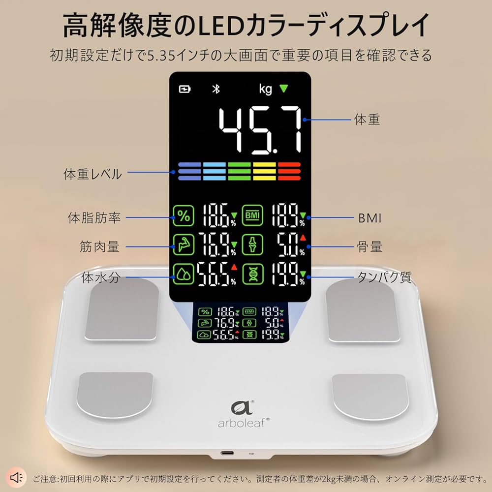 Amazon | arboleaf 体重計 スマホ連動 体脂肪計・体組成計 Bluetooth