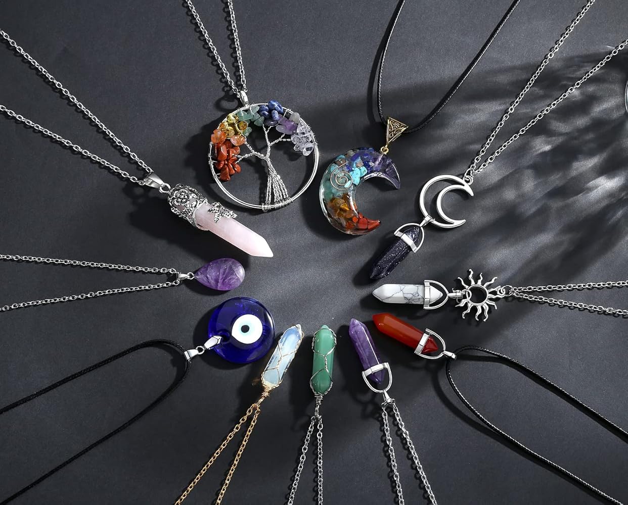 Amazon.com: XIANNVXI 11 Pcs Crystal Necklaces for Women Evil Eye