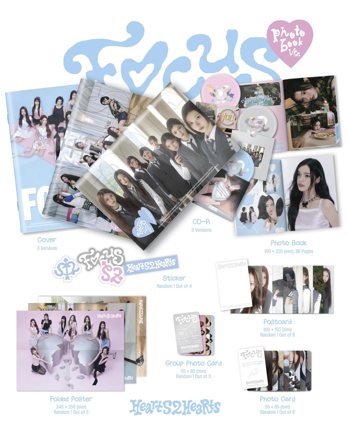 Amazon.com: Hearts2Hearts FOCUS 1st Mini Album (Photobook 3 Ver