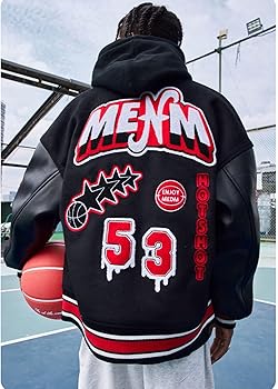 Amazon | [D.IIZOO] 春秋 ヴァーシティジャケット ワッペン刺繍