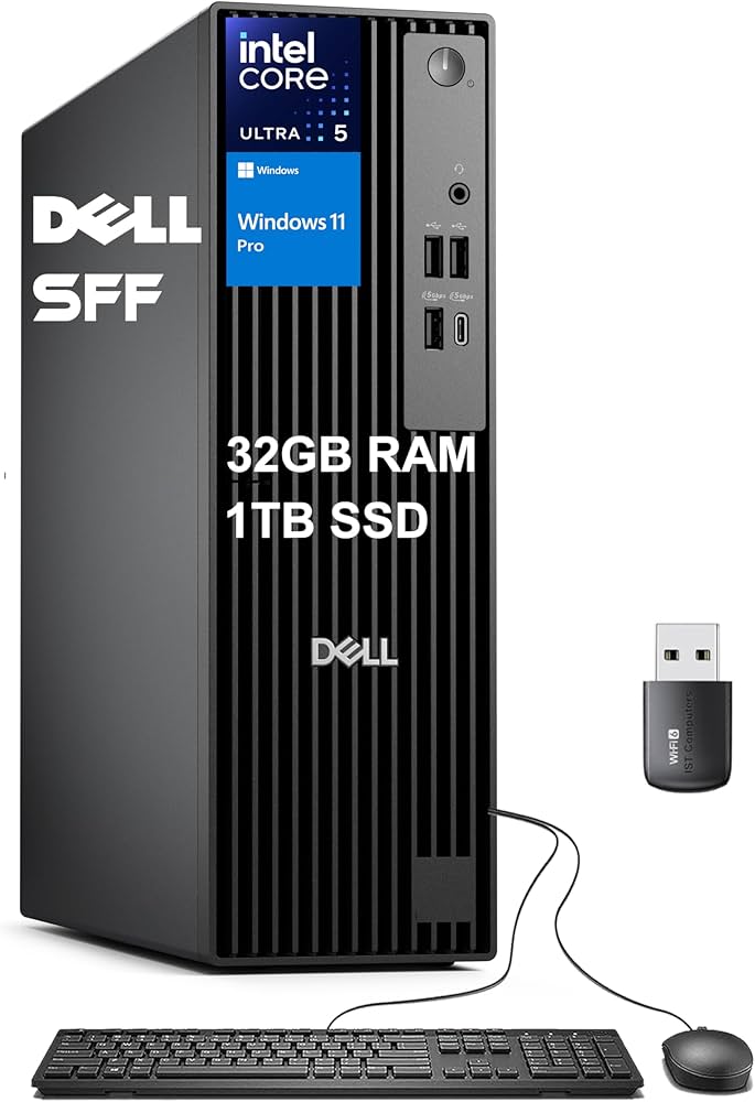 2025 Dell Pro Slim SFF AI PC Business Desktop (Intel 14-Core Ultra