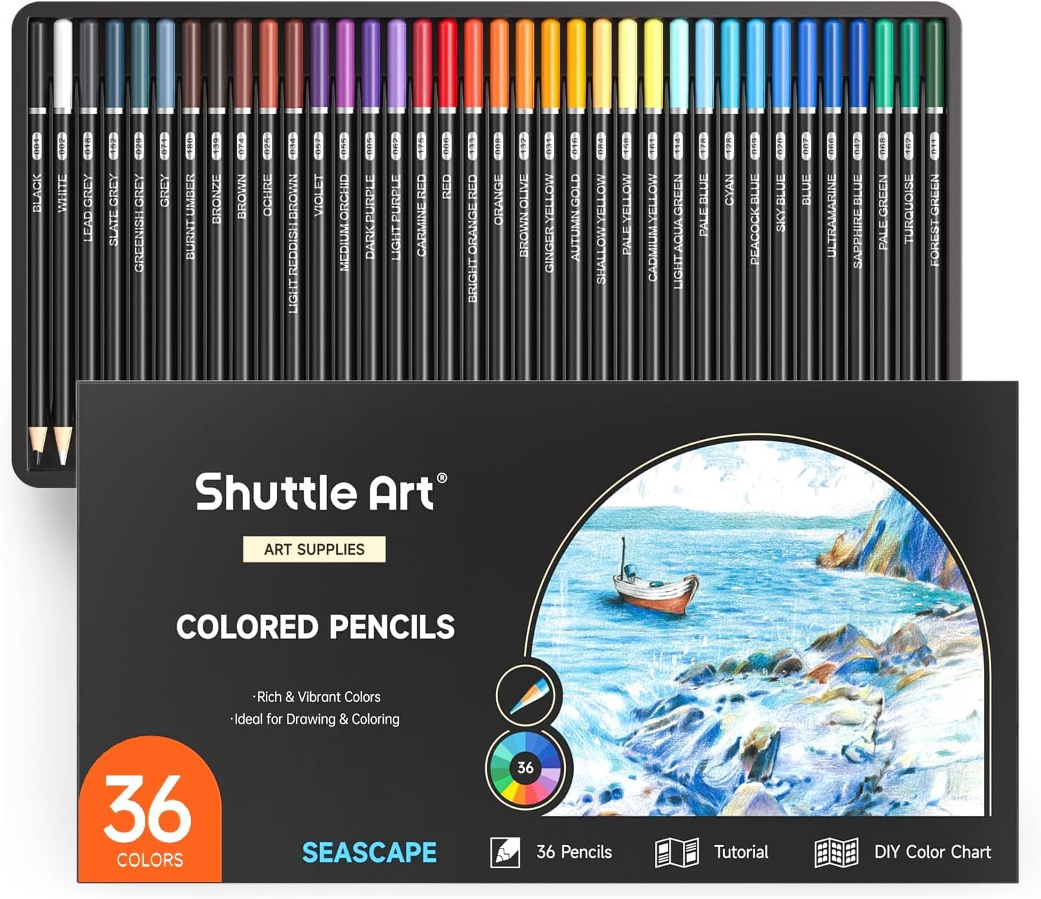 Amazon | Shuttle Art 色鉛筆 36色セット ブルー系 青 カラーペン 海色