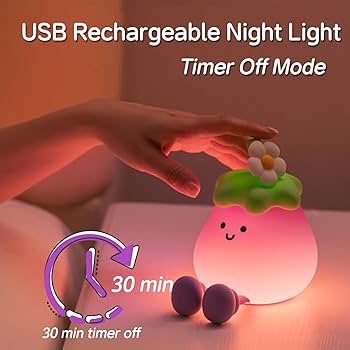 SMOORITA Eggplant Night Light for Kids, Cute Eggplant Sleep Lamp