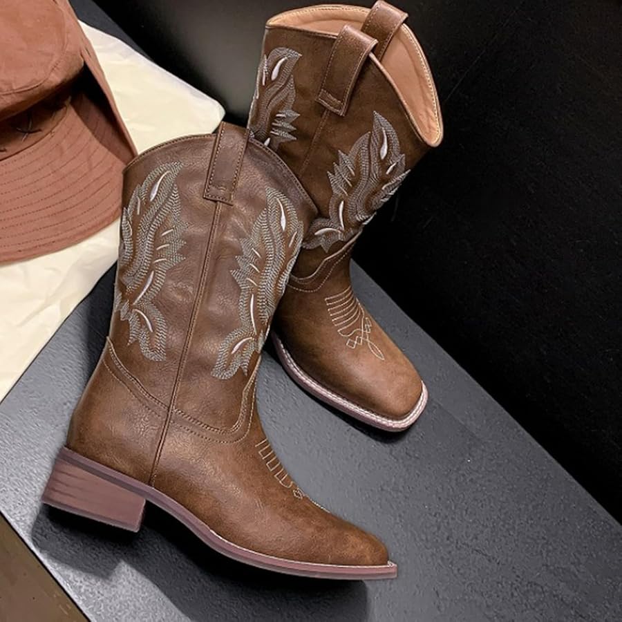 Amazon | [Yj6x] ウエスタンブーツ レディース ショート 歩きやすい