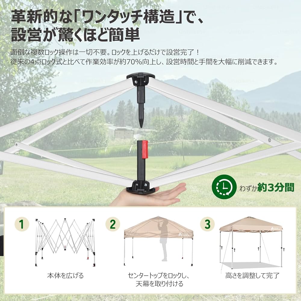 Amazon | HomeGround ワンタッチ タープテント 3m×3m【センターロック