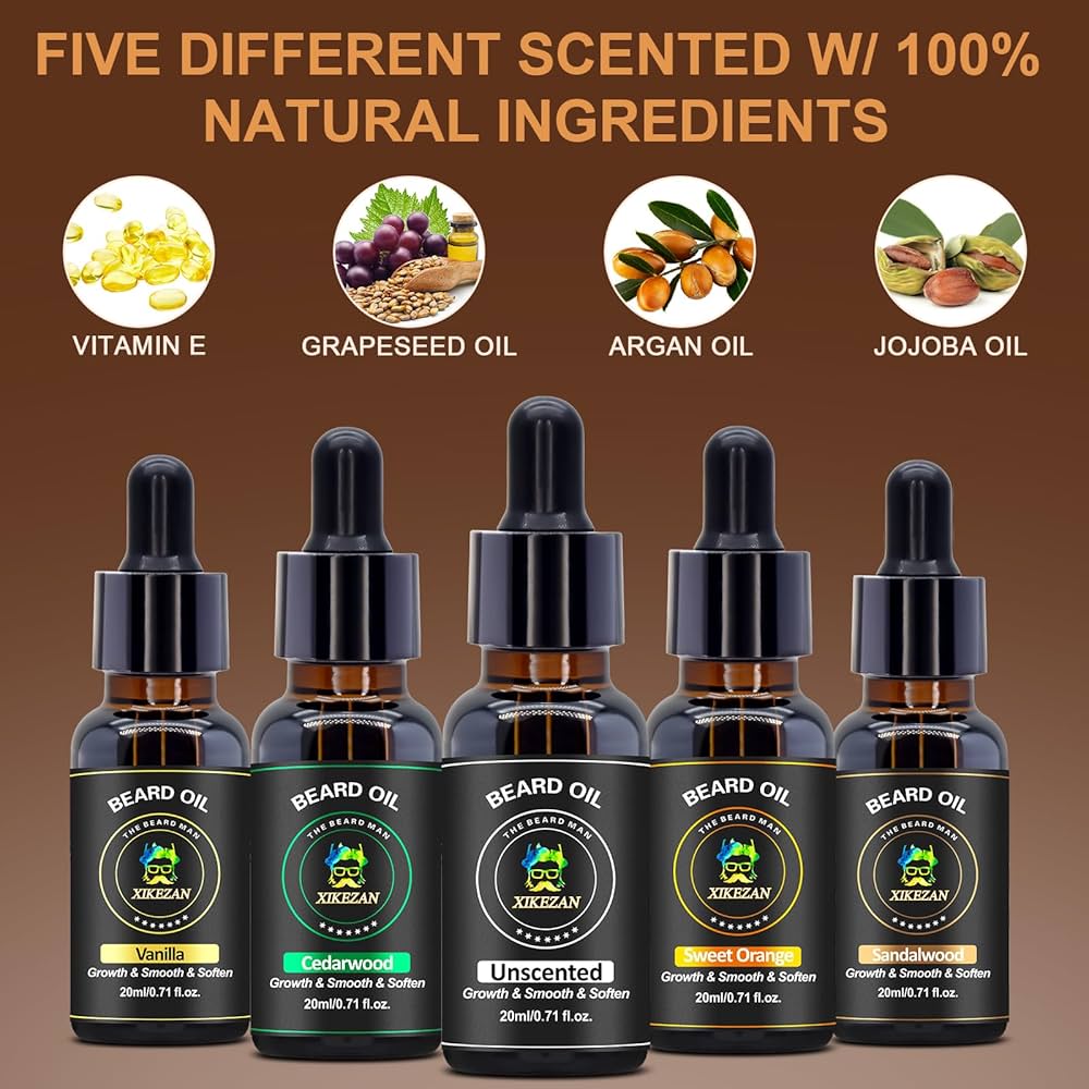 Amazon.com : XIKEZAN 5 Pack Beard Oil Set w/Sandalwood, Orange