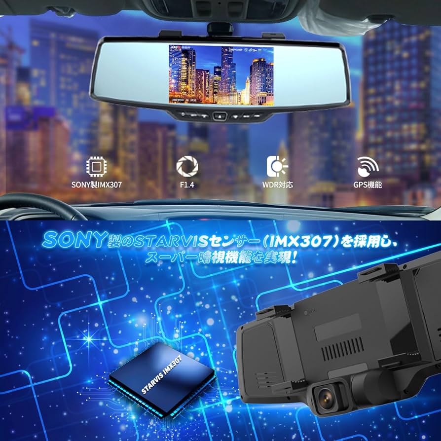 Amazon.co.jp: YAZACO ドライブレコーダー ミラー【センターカメラ 右