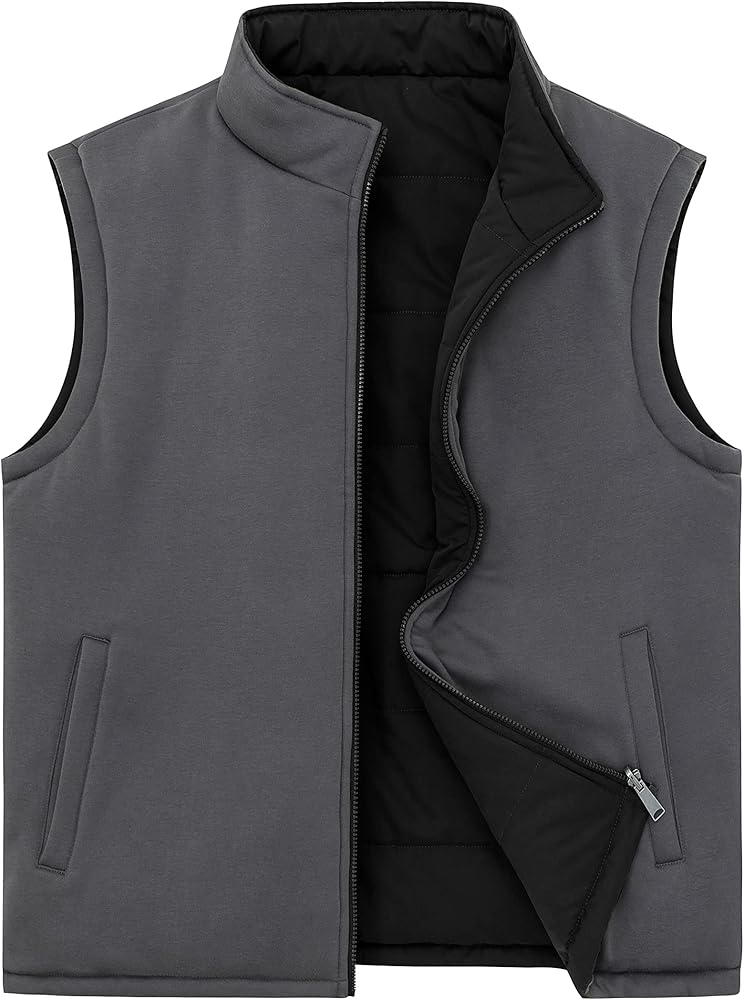 Soularge Men's Big and Tall Winter Zip up Stand Collar Puffer Vest