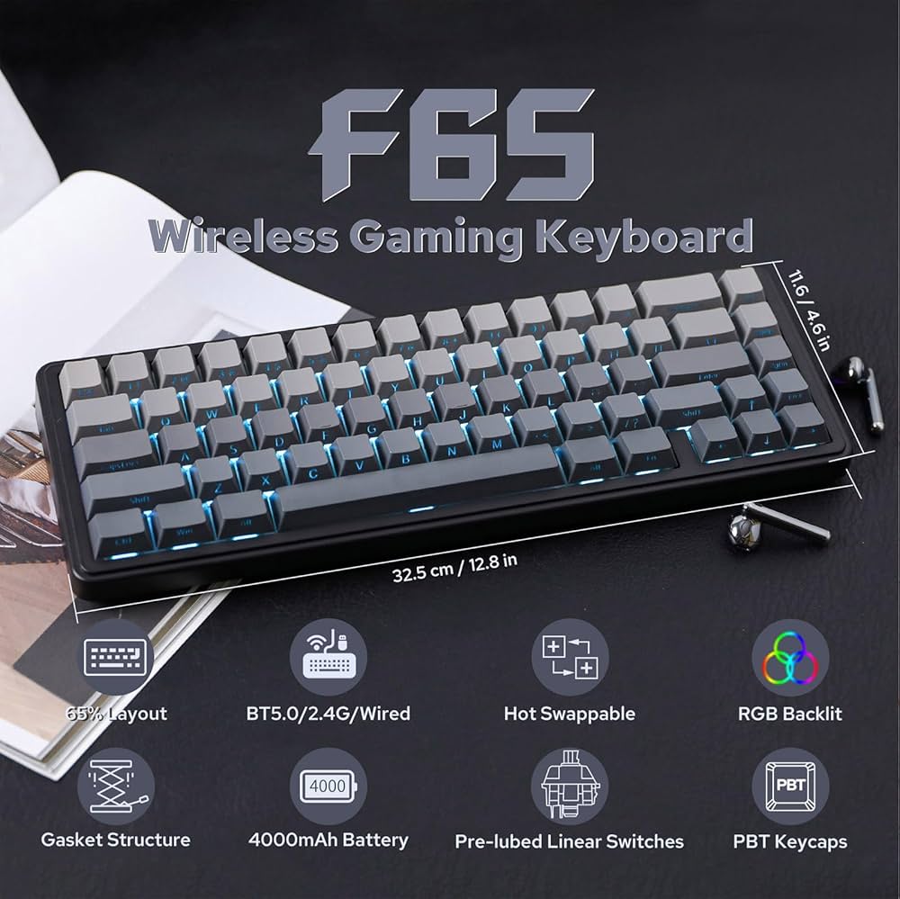 Amazon | EPOMAKER x AULA F65 65%ワイヤレスメカニカルキーボード