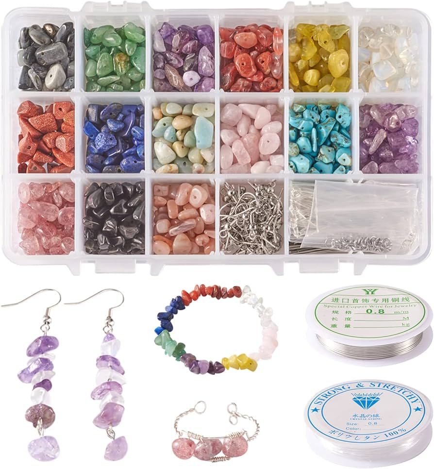 Amazon | Beadthoven 1セット さざれ石 天然石ビーズ 通し穴