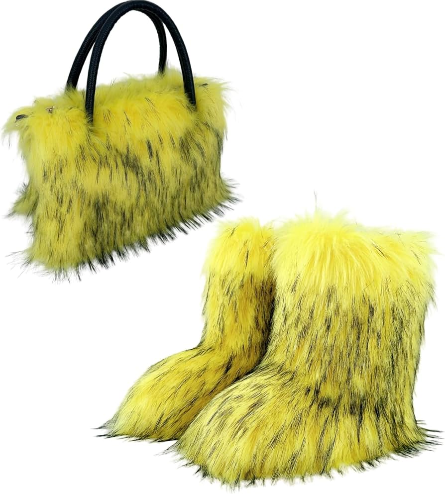 Amazon.com: Women's Shoulder Handbags Faux Fur Tote Bag Fluffy