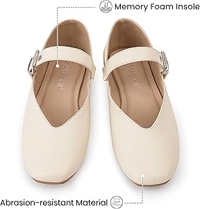 Amazon.com | Mary Jane Shoes Women, Square Toe Ballet Flats Shoes