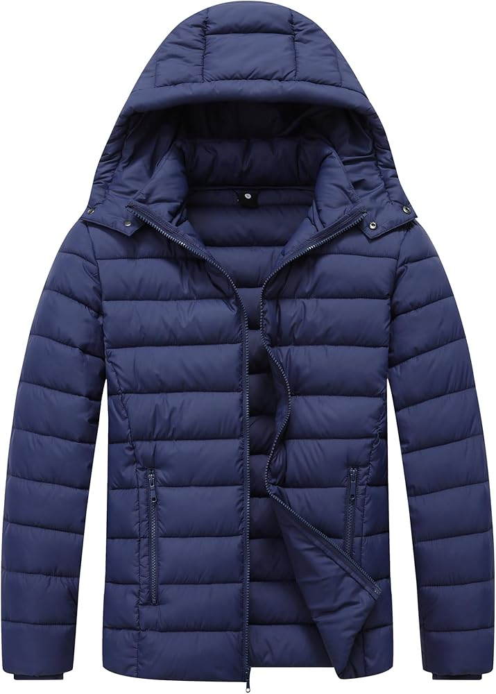 Amazon.com: ZENOVIX Men's Quilted Down Coat Puffer Jacket