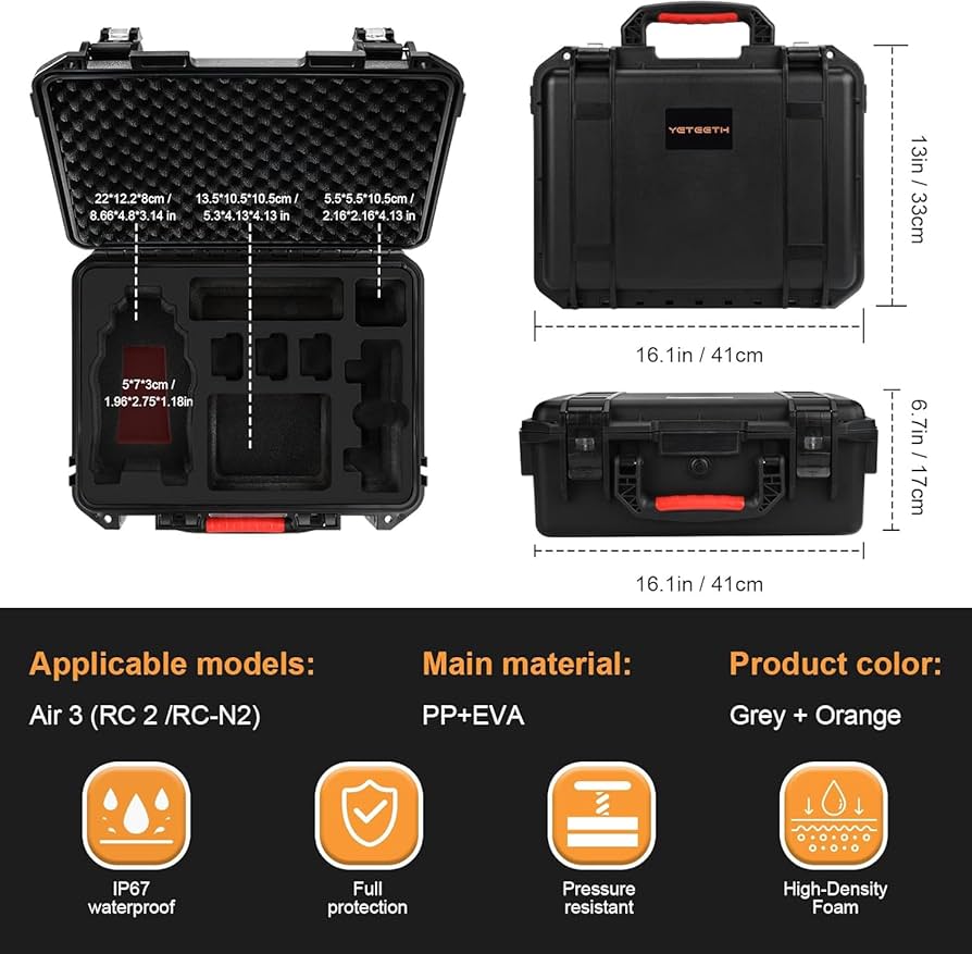 Amazon.com: Hard Case for DJI Air 3S/Air 3 - Waterproof Carrying