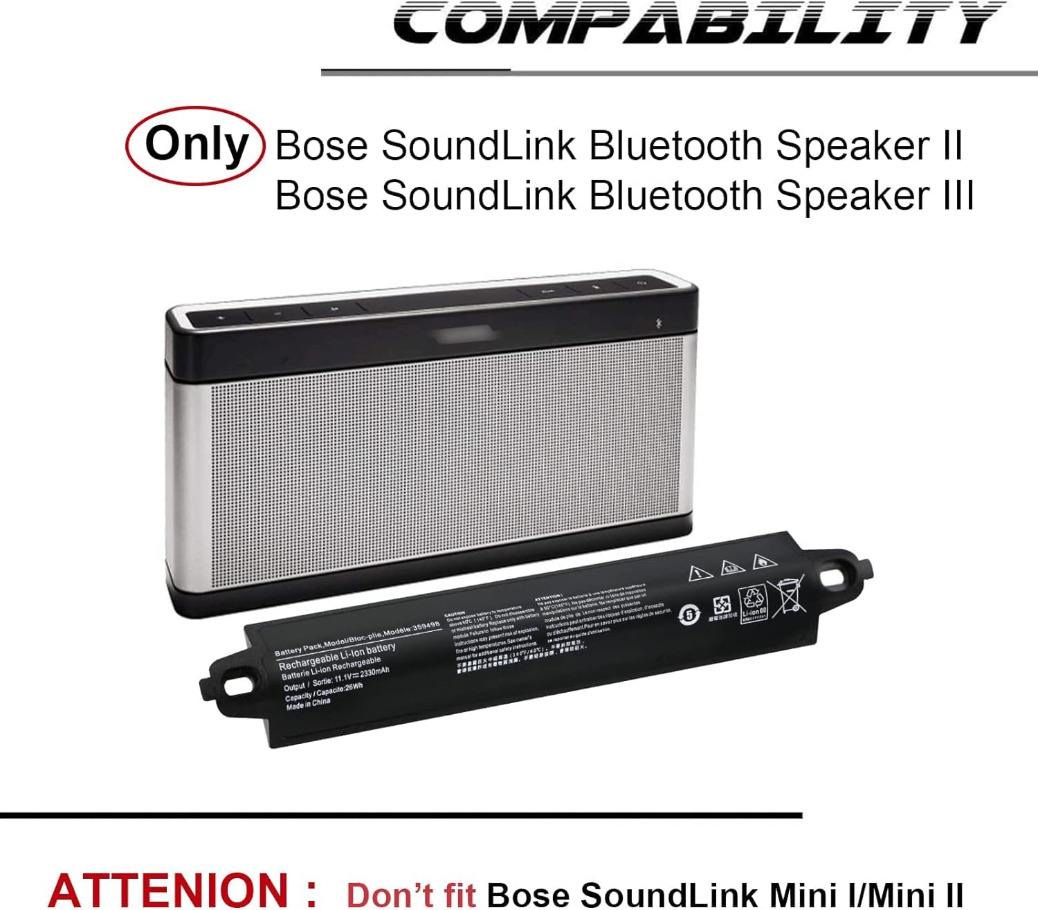 Amazon | Uenergy 26Wh 359498 バッテリー 交換用 Bose SoundLink II