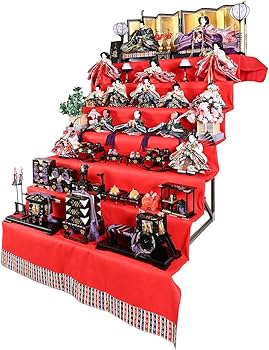 Amazon | 【雛人形】【緋毛氈七段】七段飾 万葉雛緋毛氈段：九番親王三