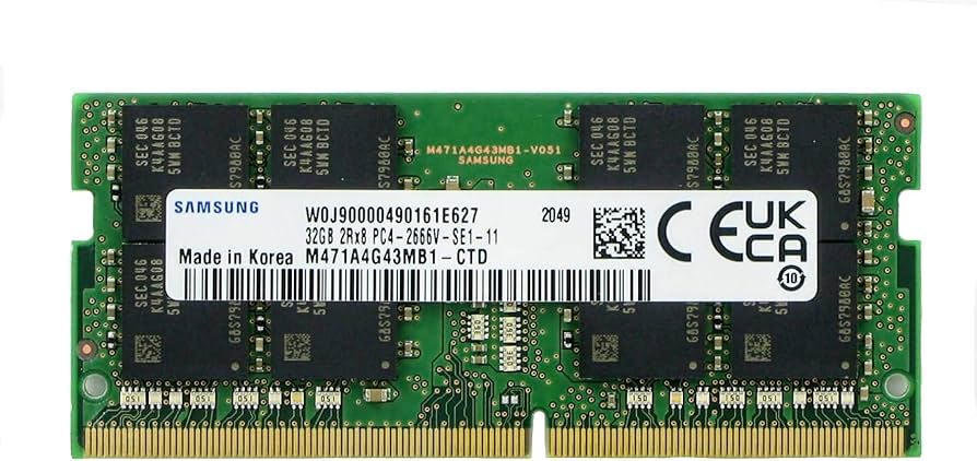 Samsung 32GB DDR4 PC4-21300, 2666MHZ 260 PIN SODIMM 1.2V CL 19