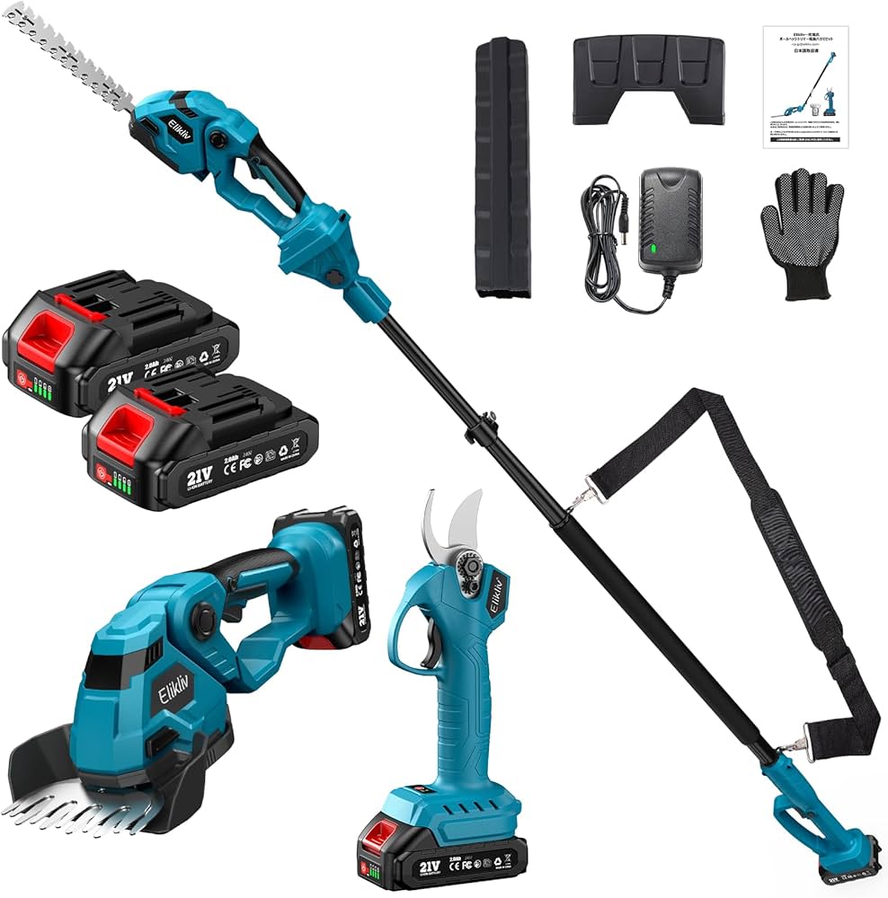 Amazon | 【2025新型】Elikliv ポールヘッジトリマー 高枝切り電動