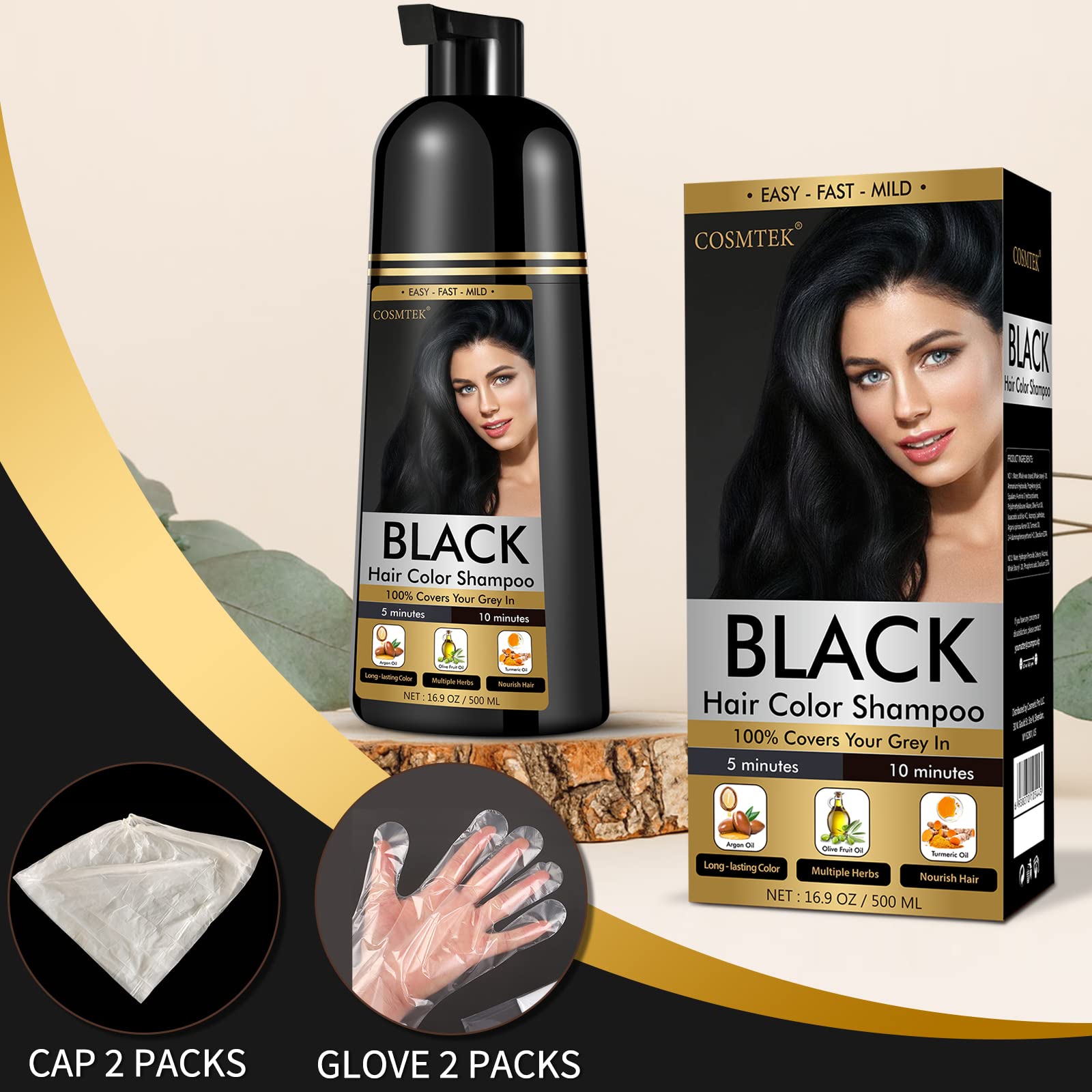 Amazon.com : COSMTEK Black Dye Shampoo for Permanent Hair Color
