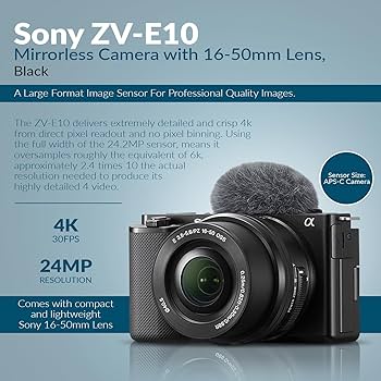 Amazon.com : Sony ZV-E10 APS-C Mirrorless Camera with E PZ 16-50mm