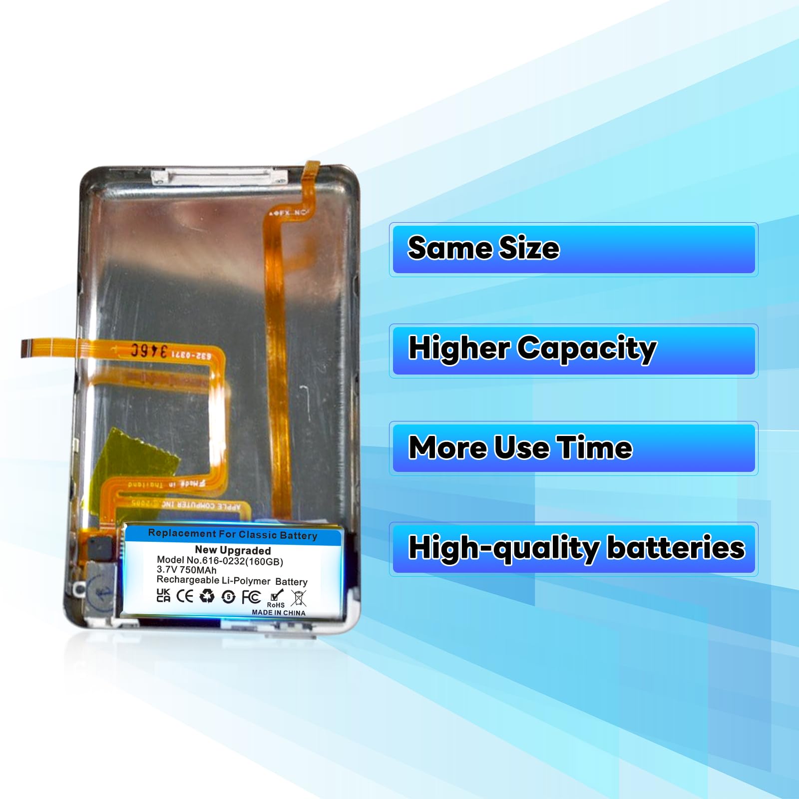 Amazon.com: OHZHAO Upgrade Replacement 750mAh Long-Lasting Classic