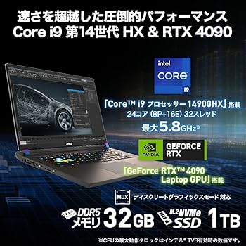 Amazon.co.jp: 【最新Core i9(第14世代 HX) & RTX 4090搭載・ウルトラ