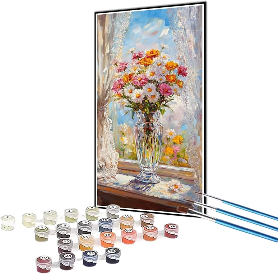 Amazon.co.jp: DIY Paint by Numbers カラフル数字油絵花簡単大人