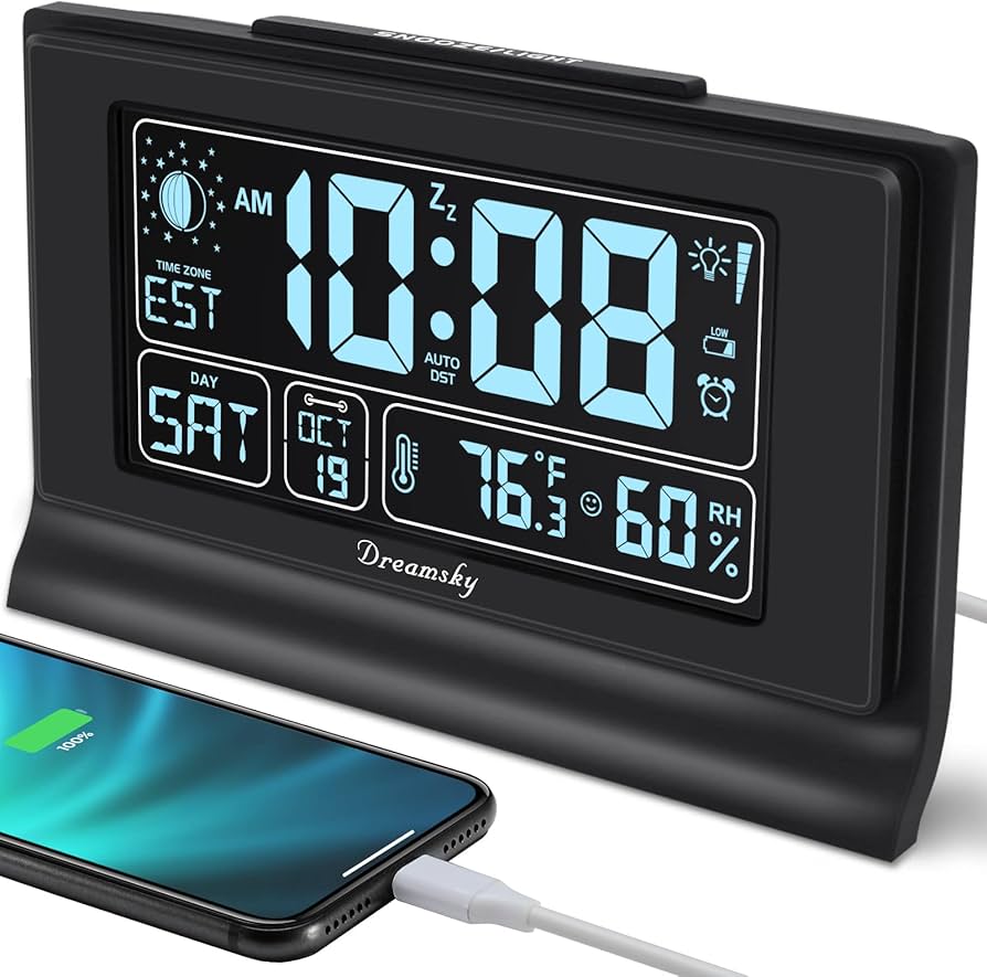 Amazon.com: DreamSky Alarm Clocks for Bedrooms with Battery Backup