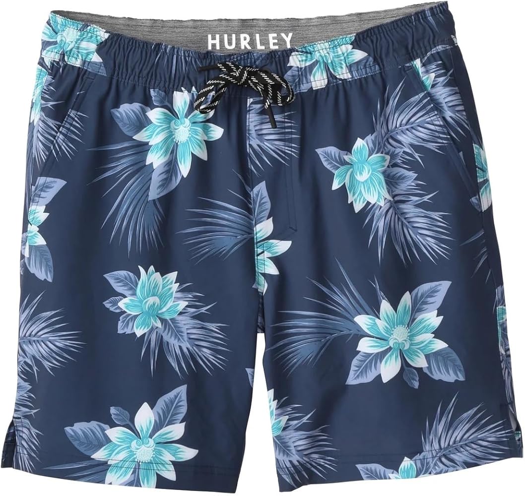 Hurley Swim Shorts (2023 Designs), Dark Blue Floral, Medium