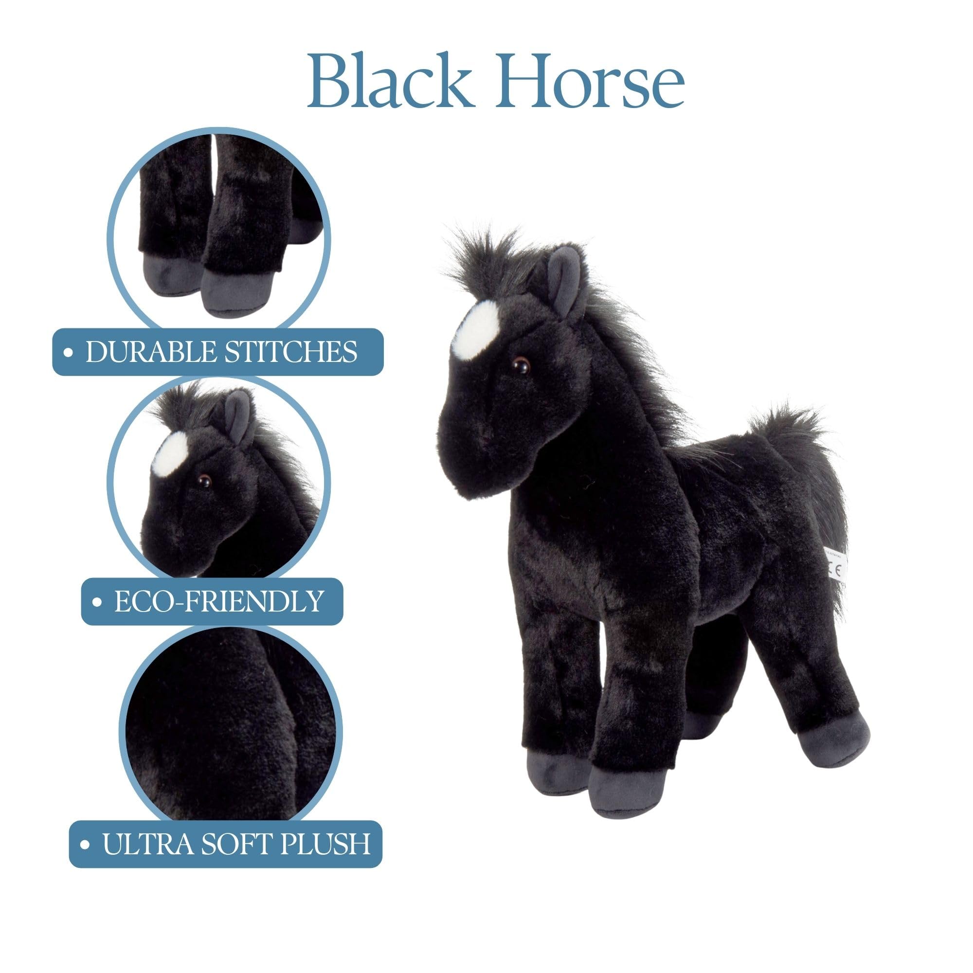 Amazon.co.jp: ふれあい動物園 立っている黒い馬のぬいぐるみ、子供へ